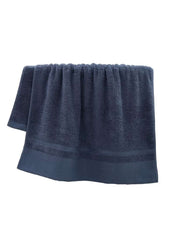Huitich towel set featuring a large white bath towel 70x140 cm 470g in dark navy color