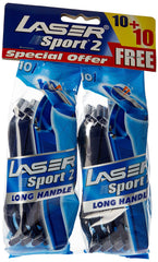 Laser Shaving Laser Sport 20 pack long handle twin blade disposable razors UAE black blue special offer