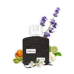 Lattafa Ramz Silver perfume bottle with lavender, vanilla, citrus, and floral accents