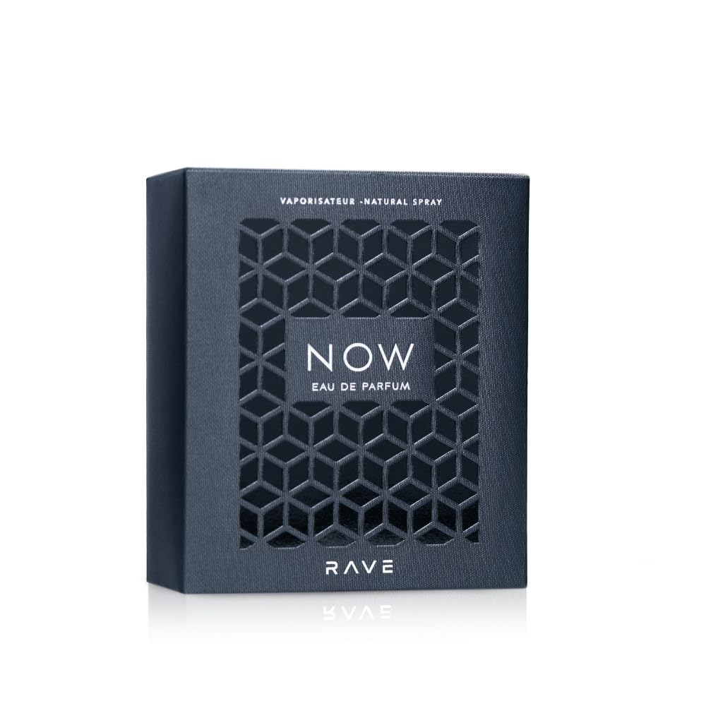Lattafa Vurv Rave Now Men perfume boxed eau de parfum with geometric pattern on black packaging