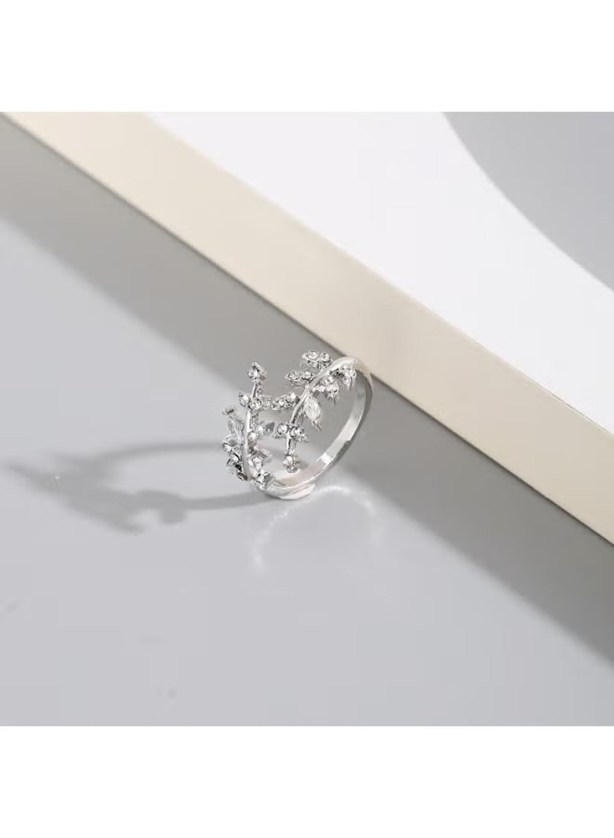 Huitich leaf design silver ring for women featuring delicate floral accents and elegant styling