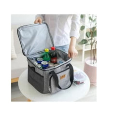 Huitich leak proof lunch box in grey with spacious insulated interior holding drinks and cans
