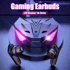 Huitich LED gaming earbuds for mobile with futuristic LED display and ergonomic black design