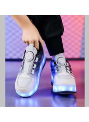 Huitich LED roller skate shoes in grey with colorful lights for stylish skating and fun activities