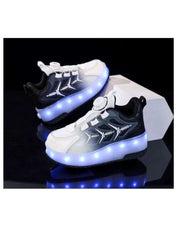 Huitich LED roller skate shoes with a stylish two-tone design and bright LED lights for fun skating