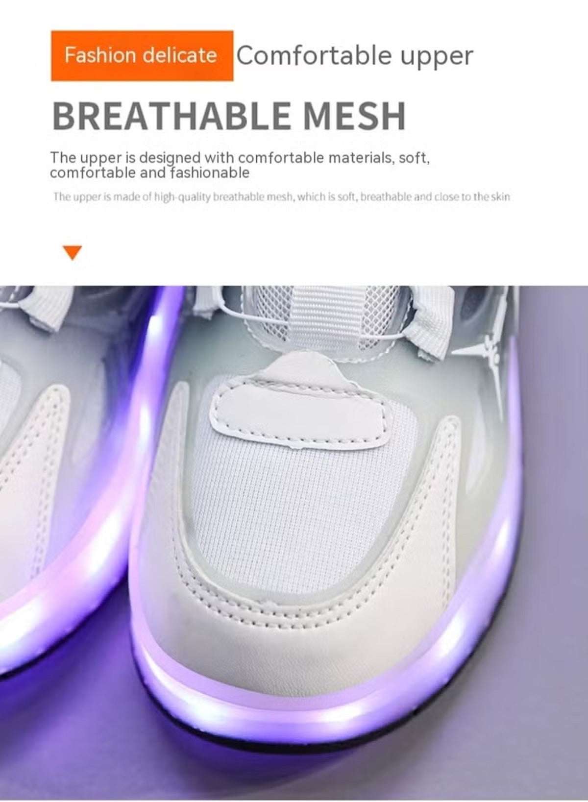 Huitich LED roller skate shoes with breathable mesh upper for comfort and style