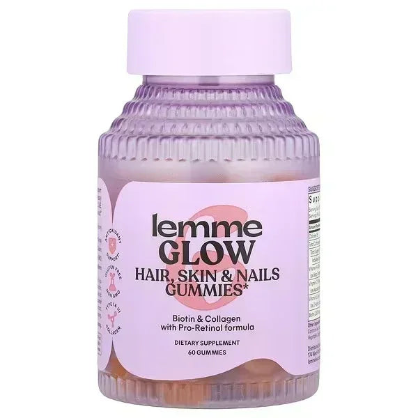 Lemme Glow Hair, Skin & Nails Gummies – Peach, 60 Gummies - Mumzar