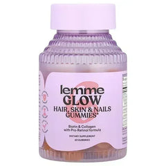 Lemme Glow Hair, Skin & Nails Gummies – Peach, 60 Gummies - Mumzar