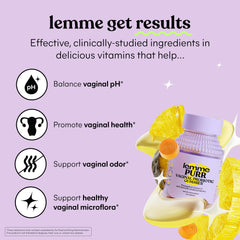 Lemme vaginal probiotic gummies for women in a purple bottle designed to promote vaginal health