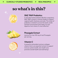 Lemme Purr Vaginal Probiotic Gummies for Women - Balanced pH, Healthy Odor, Yeast Balance & Flora Support + Vitamin C for Immune Health - Tasty Pineapple (60 Count) - Mumzar