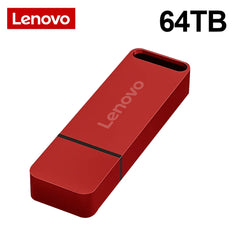 Lenovo 64TB USB flash drive in red for high-capacity data storage and transfer