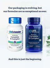 Two supplement bottles with Life Extension BioActive B-Complex labels