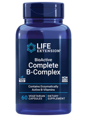 Life Extension BioActive Complete B-Complex dietary supplement bottle with 60 vegetarian capsules