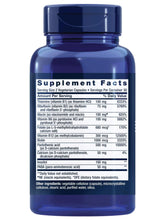 Life Extension B-Complex supplement bottle back label with Supplement Facts table