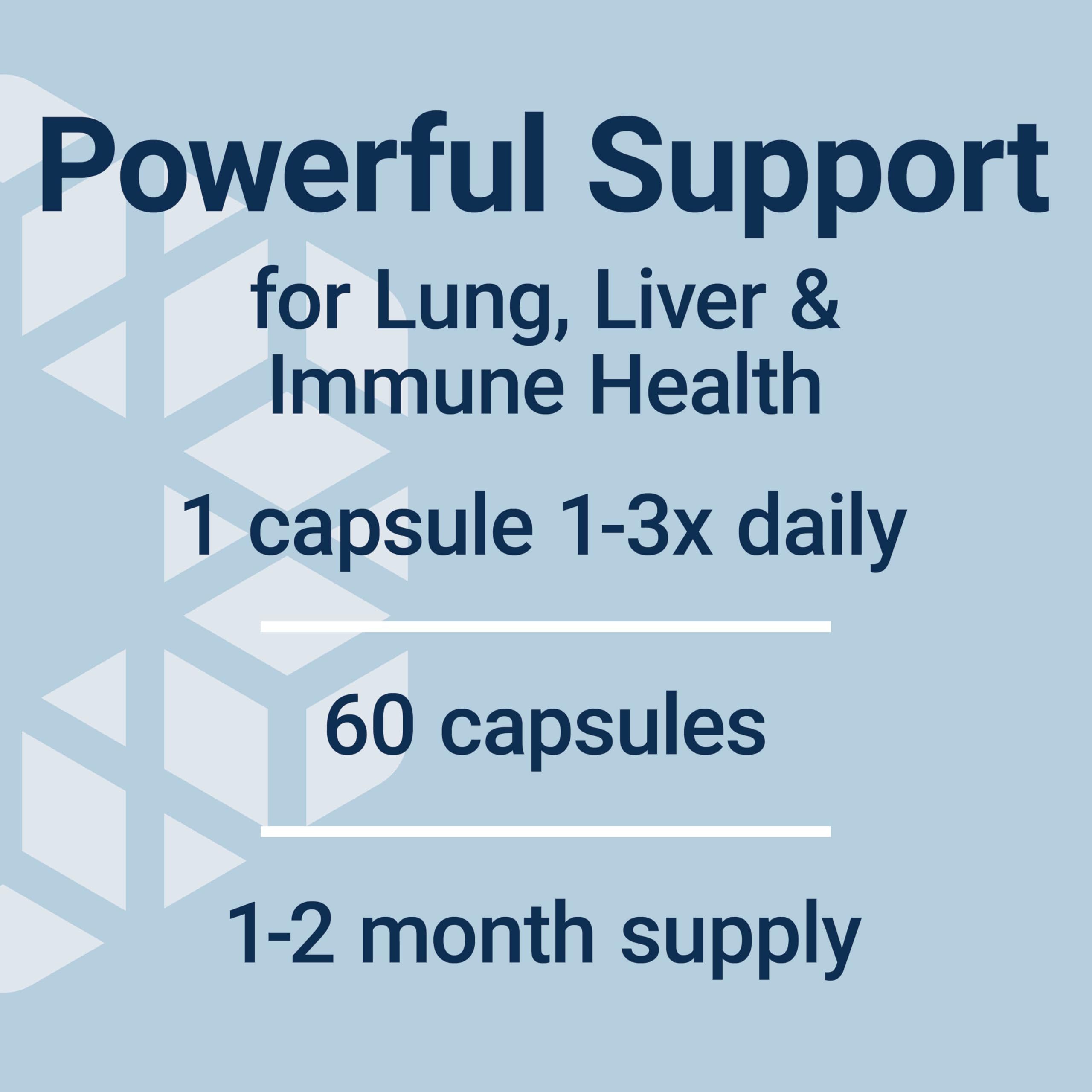 Life Extension N-Acetyl L-Cysteine capsules supplement label showing powerful support for lung liver immune health and dosage