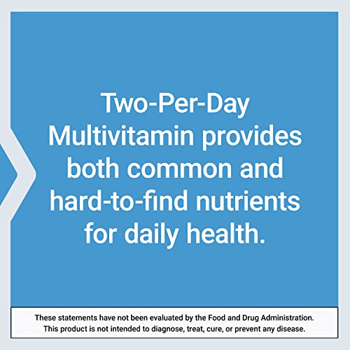 Life Extension Two-Per-Day 120 capsules label blue panel stating multivitamin provides common and hard-to-find nutrients