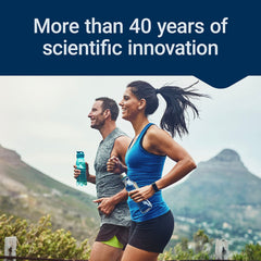 Life Extension Vitamin D and K supplement lifestyle image of two runners holding water bottles outdoors