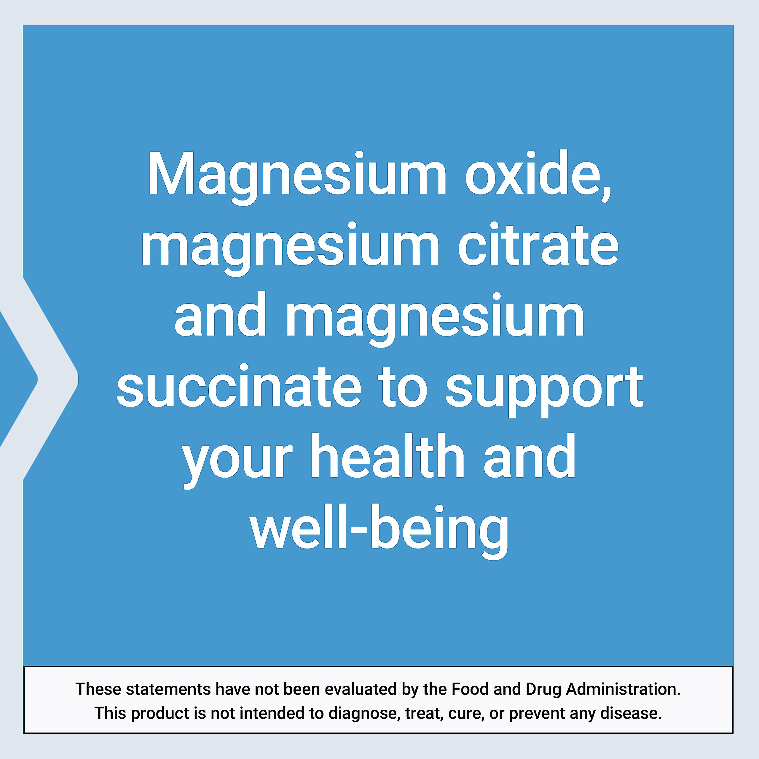 Life Extension label for magnesium caps 500 mg supplements listing magnesium oxide citrate succinate and FDA disclaimer