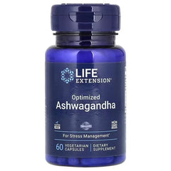 Life Extension Optimized Ashwagandha capsules UAE for stress management in a 60 vegetarian capsule bottle