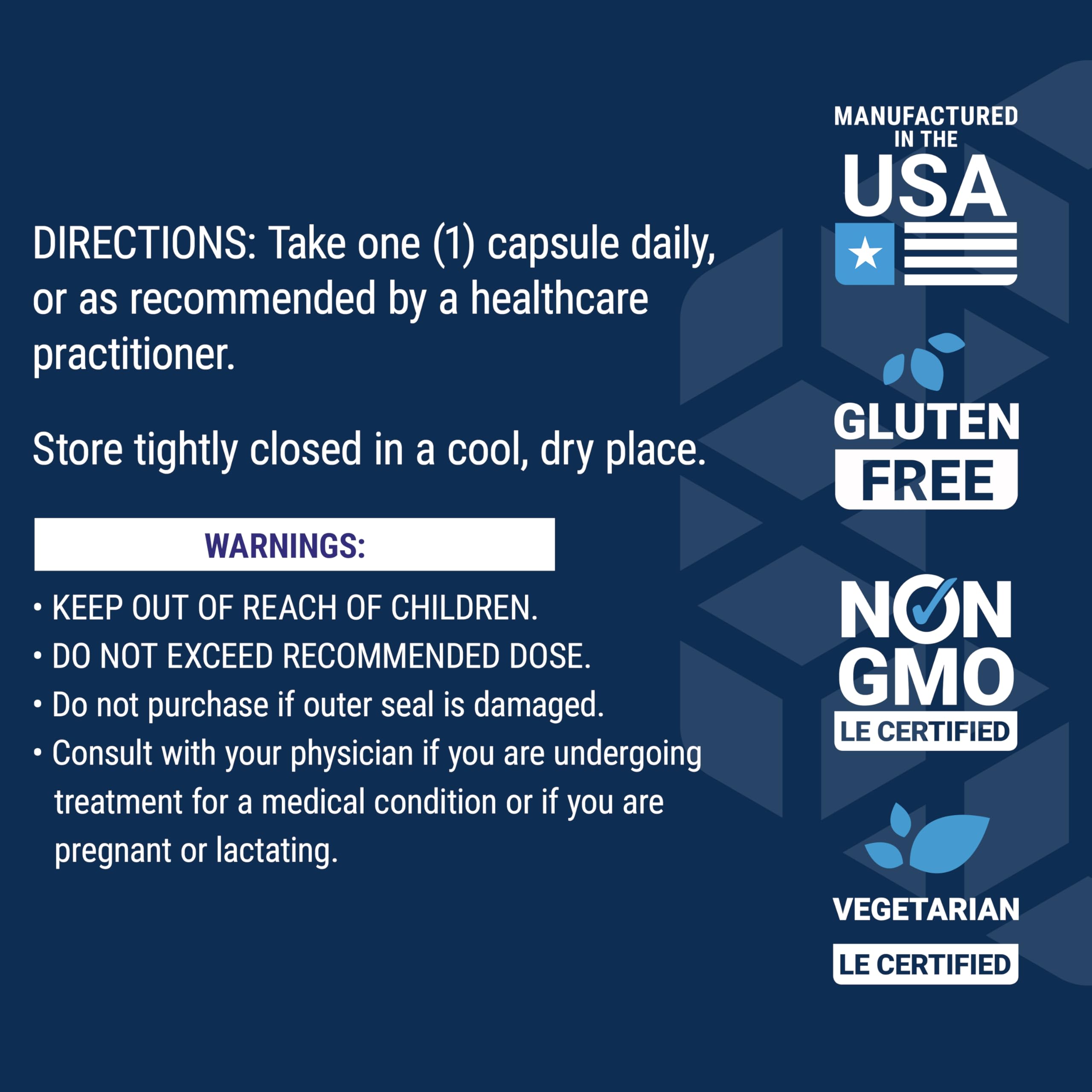 Life Extension Optimized Resveratrol Elite supplement capsule label with usage and safety directions