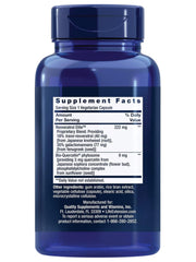 Life Extension Optimized Resveratrol Elite supplement in a blue bottle with Supplement Facts label