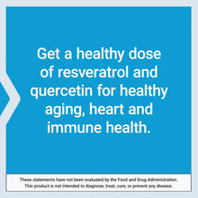 Resveratrol and quercetin supplement marketing text panel