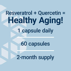 Optimized Resveratrol Elite supplement with Quercetin for healthy aging, 60 capsules, 2-month supply