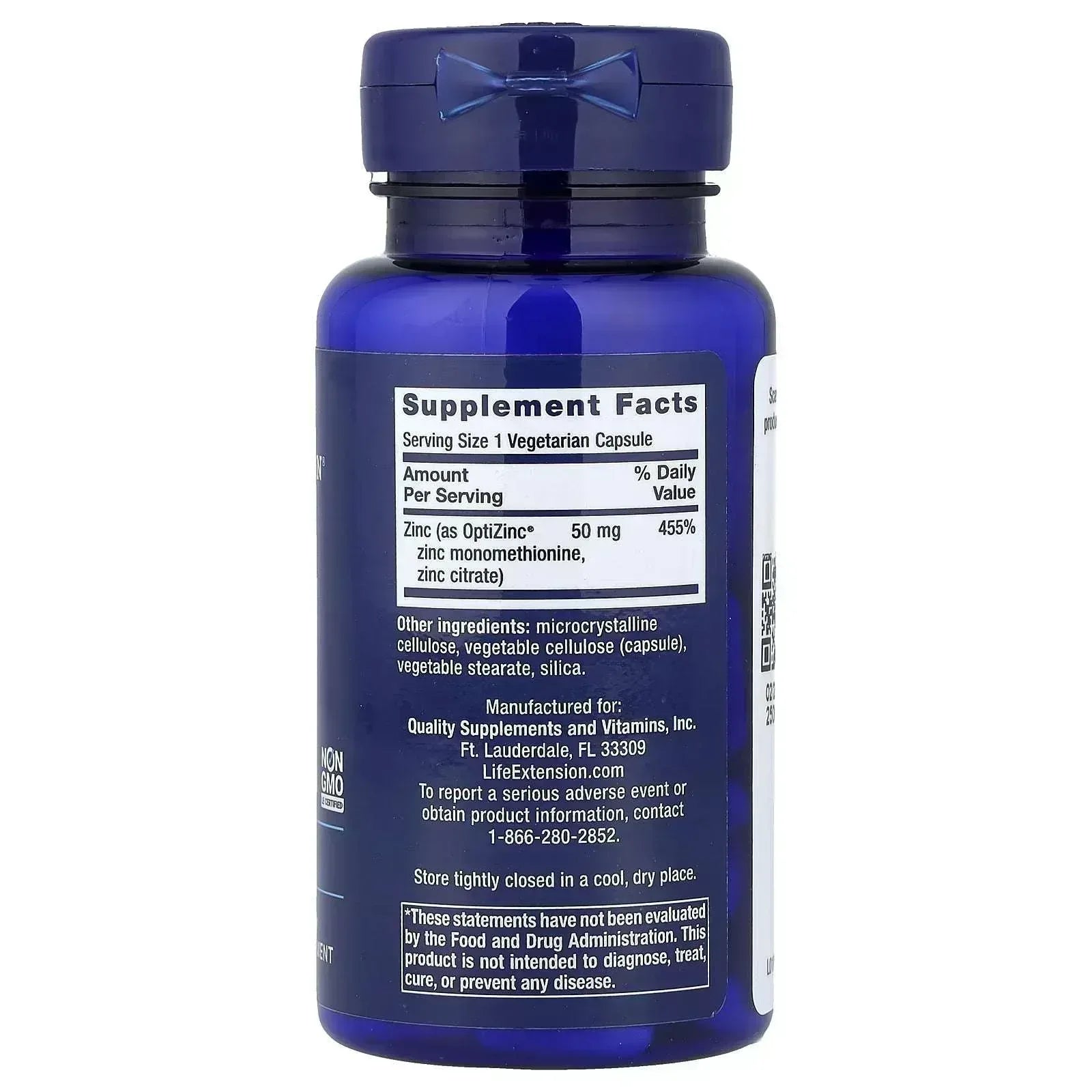 Life Extension Zinc Caps High Potency 50 mg – 90 Vegetarian Capsules - Mumzar