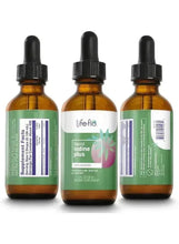 Three liquid iodine plus bottles with droppers and green labels