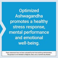 Life Extension Ashwagandha 60 count supplement states optimized Ashwagandha supports stress response mental performance