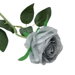 Huitich lifelike artificial roses pack of 3 with green leaves and realistic gray petals
