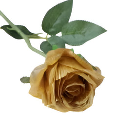 Huitich lifelike faux roses pack of 3 with realistic yellow petals and green leaves artificial flowers