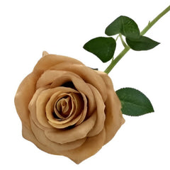Huitich lifelike faux roses pack of 3 with realistic brown petals and green leaves artificial flowers