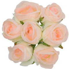 Light pink faux roses arrangement by Huitich featuring soft pastel petals and realistic detailing