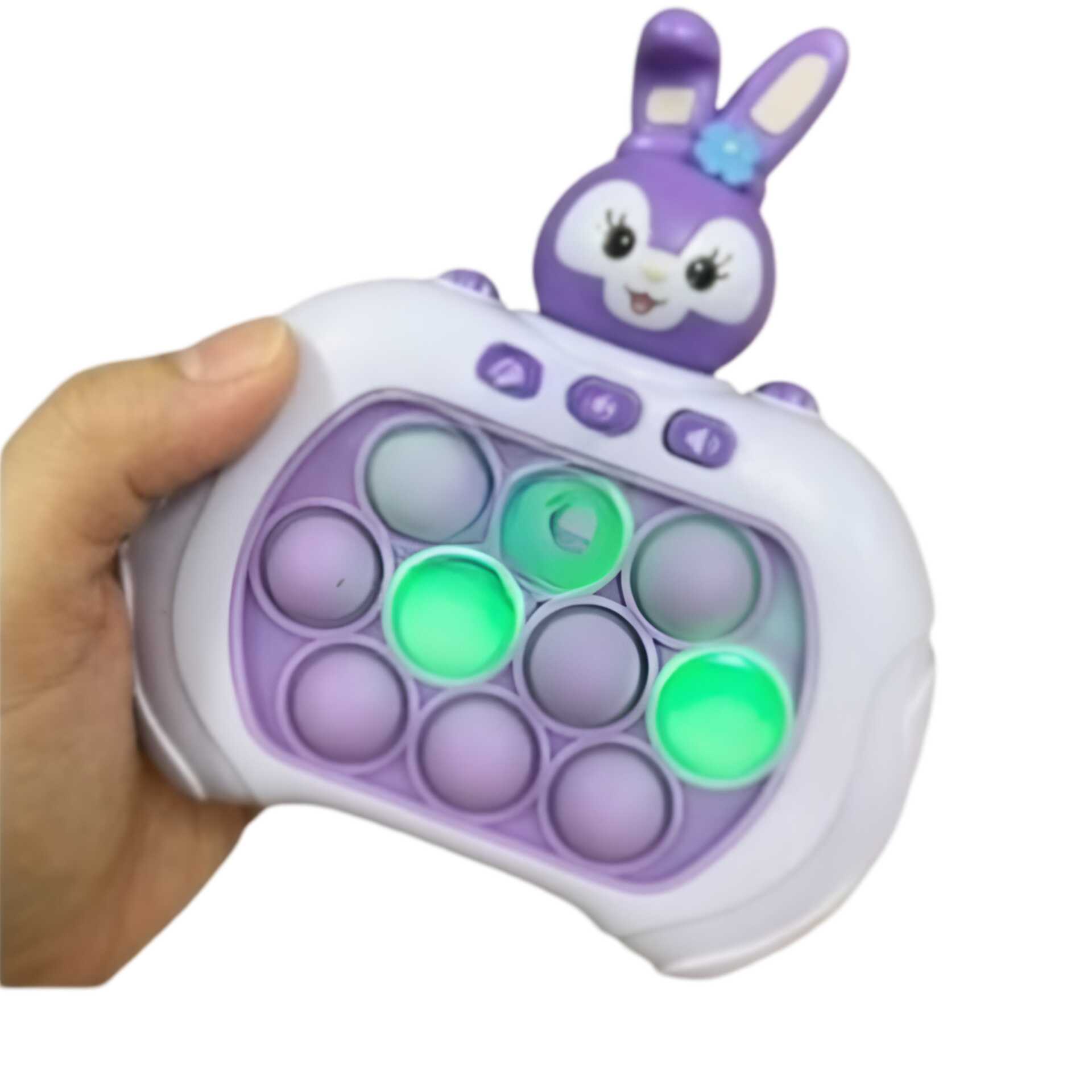 Huitich light up fidget toy controller in purple and white with bunny design held in hand