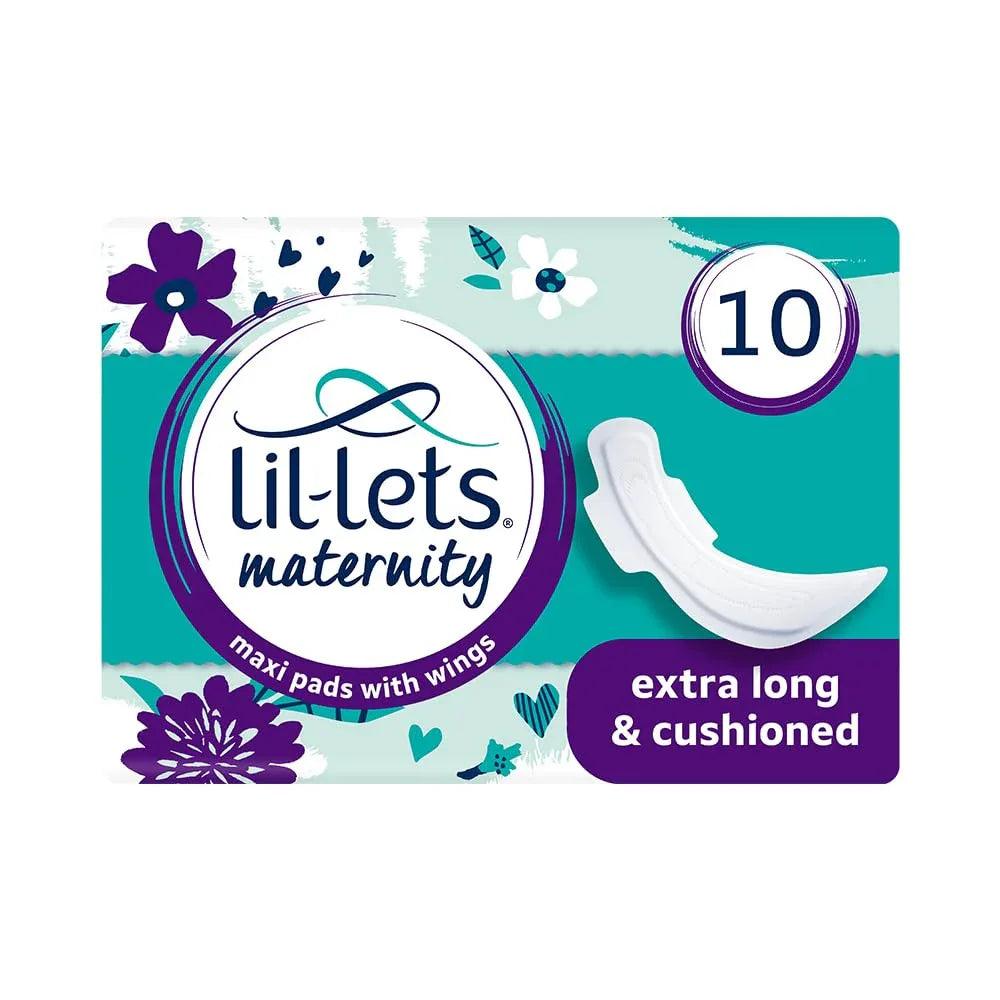 Lil-Lets maternity maxi pads with wings, extra long and cushioned, 10 count pack