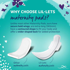 Two maternity maxi sanitary pads with wings, extra long and cushioned comparison