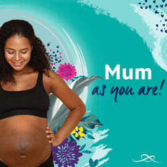 Maternity pads promotional graphic with heart accents and Lil-Lets branding