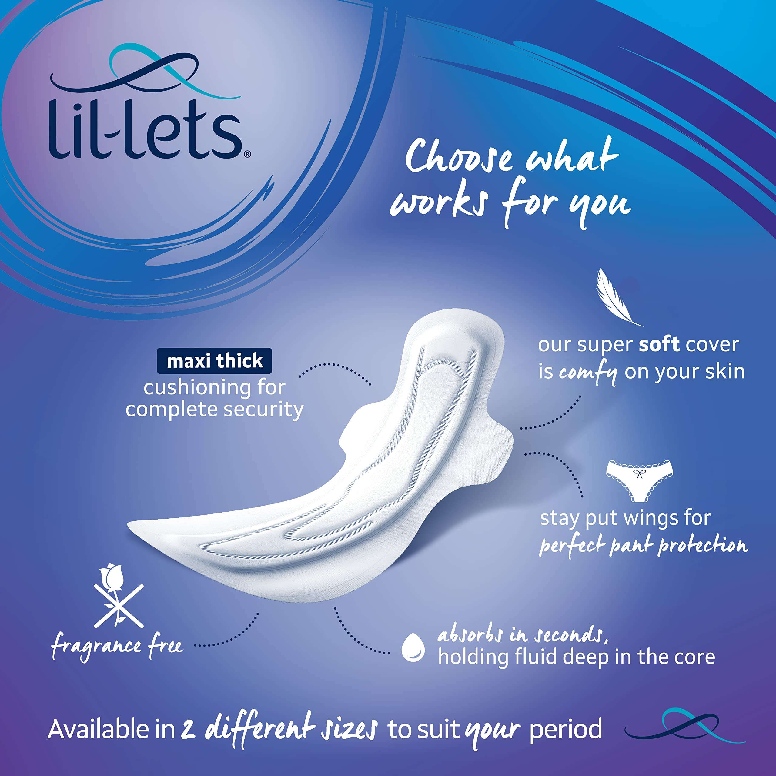maxi thick night sanitary pads product image showing absorbent pad with wings soft cover and fragrance free