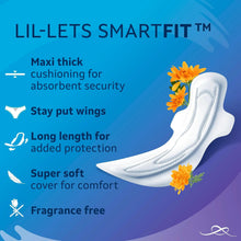 Lil-Lets SmartFit maxi thick night sanitary pad with wings, side view