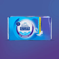 Lil lets value pack 24 maxi thick night sanitary pads with wings super soft overnight protection