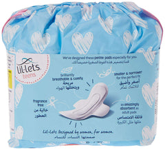 Lillets teens petite pads pack showing teen sanitary pads with wings in blue heart packaging