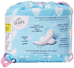 Lillets Teens light blue drawstring pack showing pad illustration and text for teen sanitary pads with wings