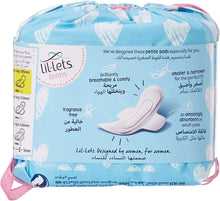 Lil-lets teen smartfit day pads pack back, winged pad graphic with side dimensions