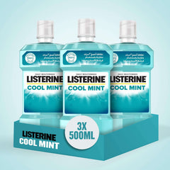 Listerine Cool Mint mouthwash 500ml pack 3 Bottles - Mumzar