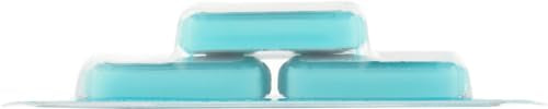 Listerine Cool Mint Breath Strips close up of three blue mint strips in blister pack for fresh breath