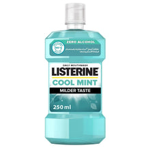 Listerine Cool Mint mouthwash bottle, teal 250 ml with flip-top cap