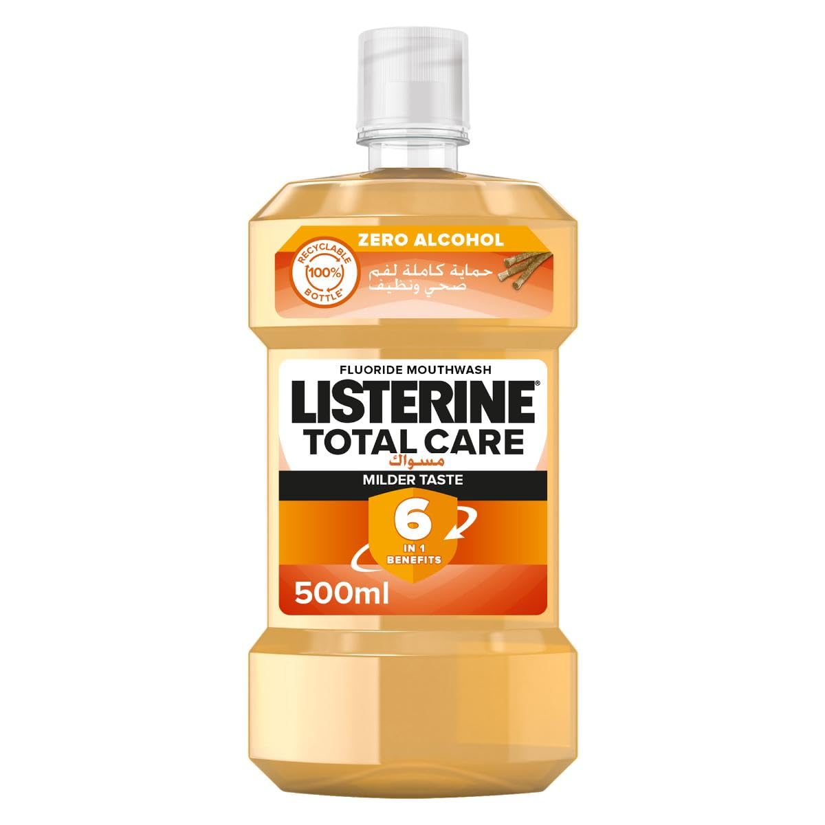Listerine Total Care mouthwash UAE 500ml alcohol free fluoride mouthwash with milder taste and 6 in 1 benefits
