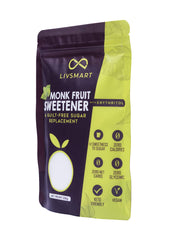 Livsmart monk fruit sweetener UAE pouch with erythritol zero calorie keto friendly vegan packaging