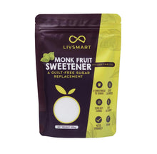 Monk fruit sweetener pouch with LivSmart logo and front label design